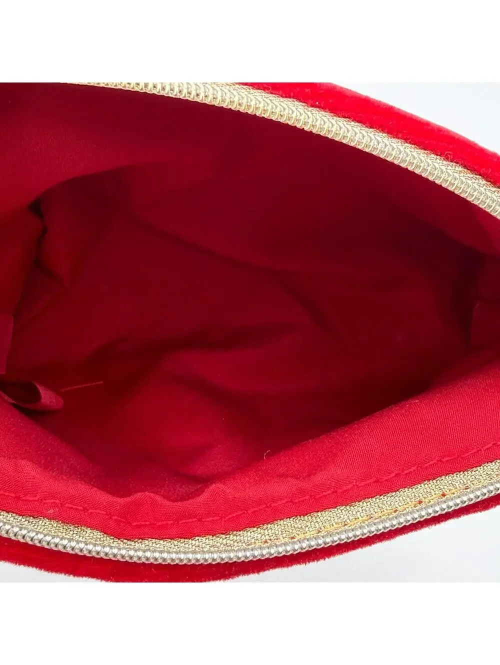 Christian Dior Red Velvet Cosmetic Makeup Bag Zip Pouch Travel Case‎ NWOT